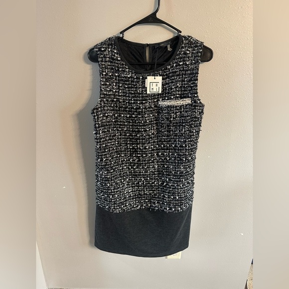 THML Anthropologie Women’s Black Silver Tweed Sleeveless Dress - Picture 2 of 6